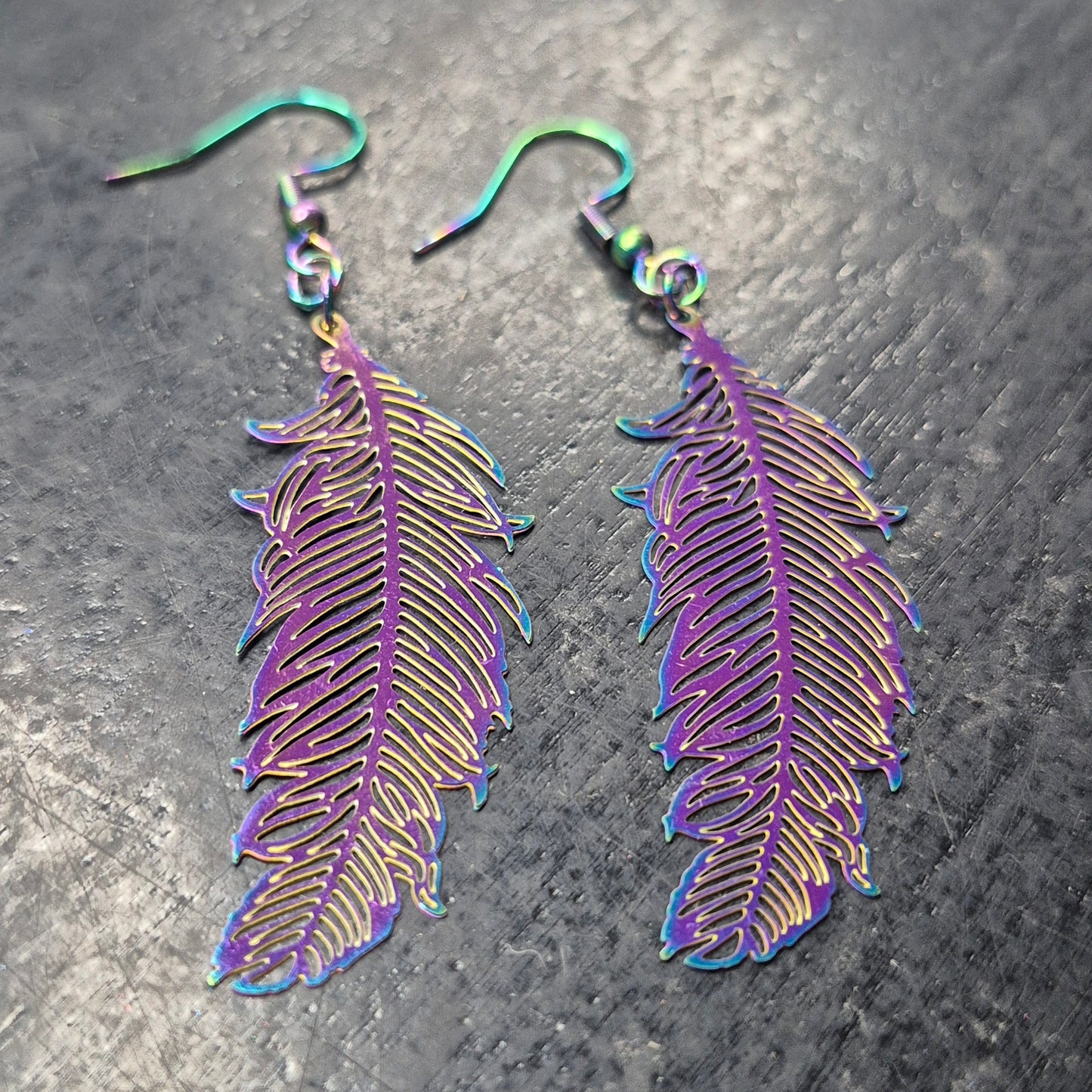 Multichrome feather Earrings