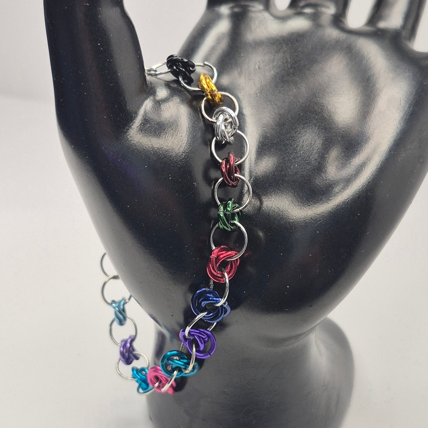 Rainbow rosette weave,chainmail bracelet