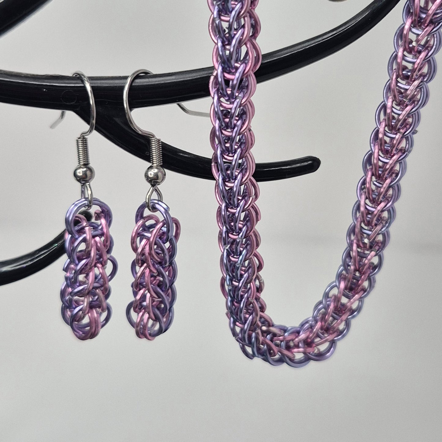 Bracelet and earring set, Persian chainmail