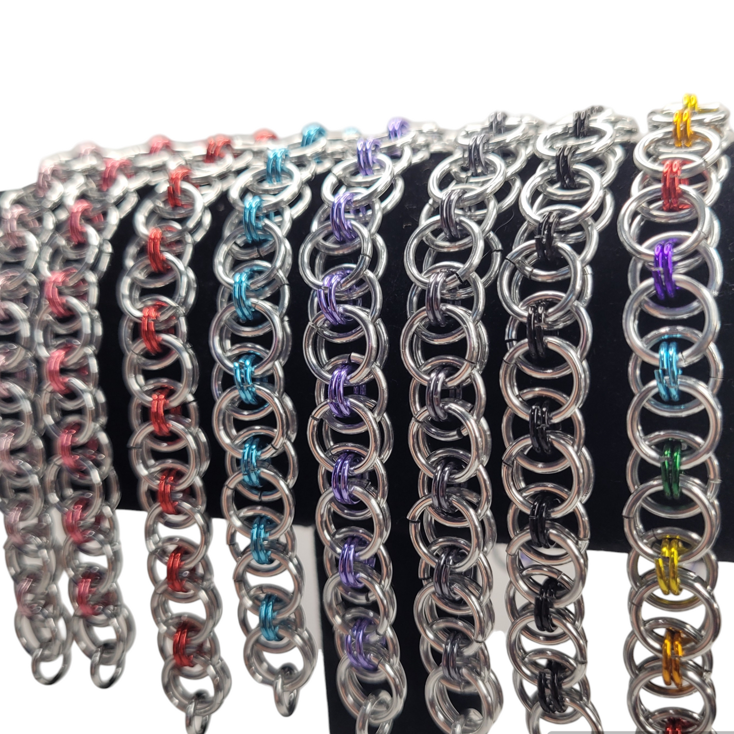 Bracelet, helm weave chainmail silver