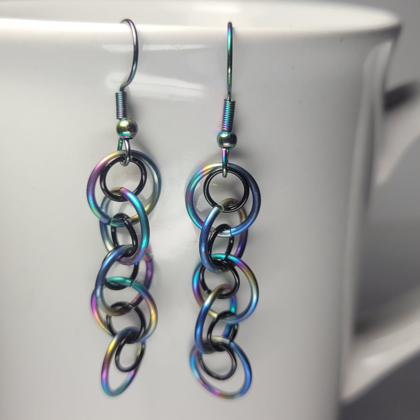 Rainbow and Black dangle chainmail