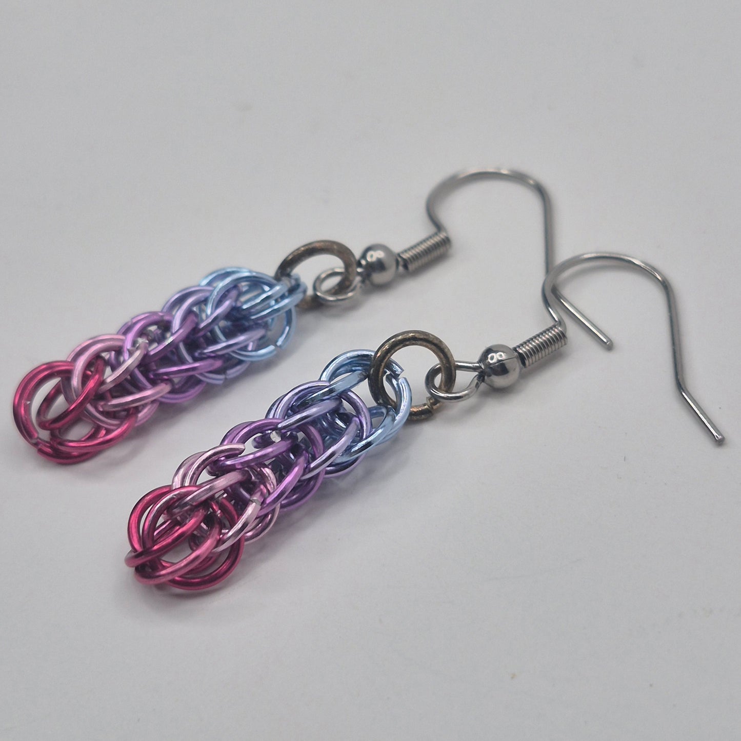 Persian weave earrings,gradient chainmail