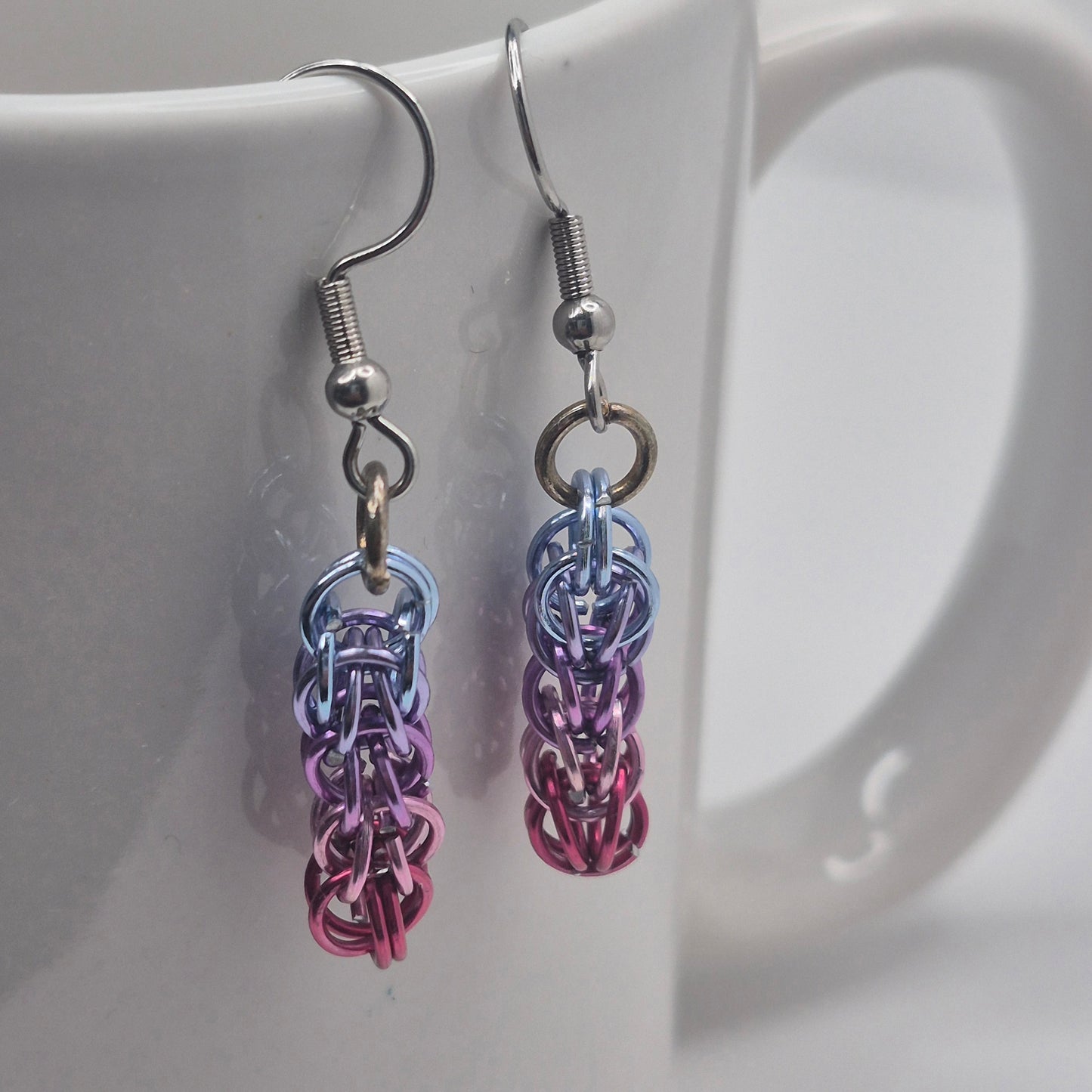 Persian weave earrings,gradient chainmail