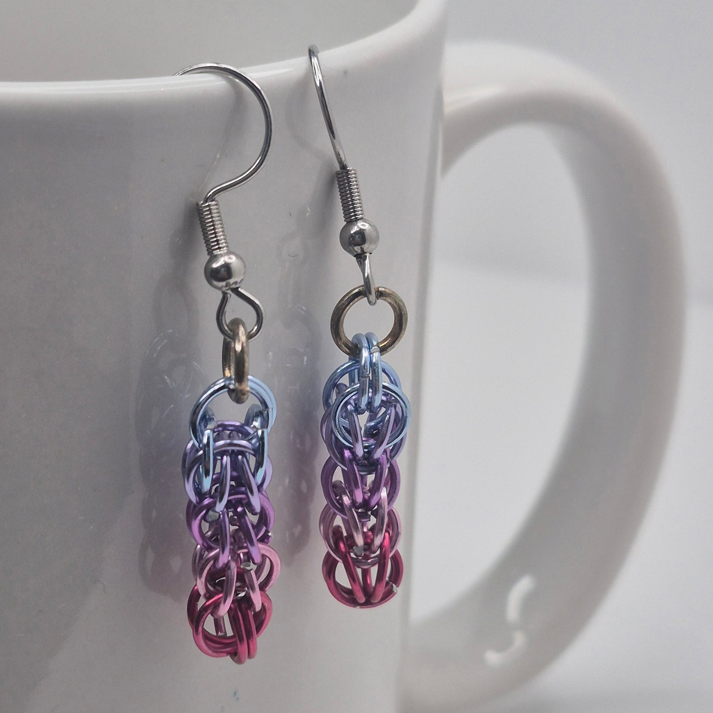 Persian weave earrings,gradient chainmail
