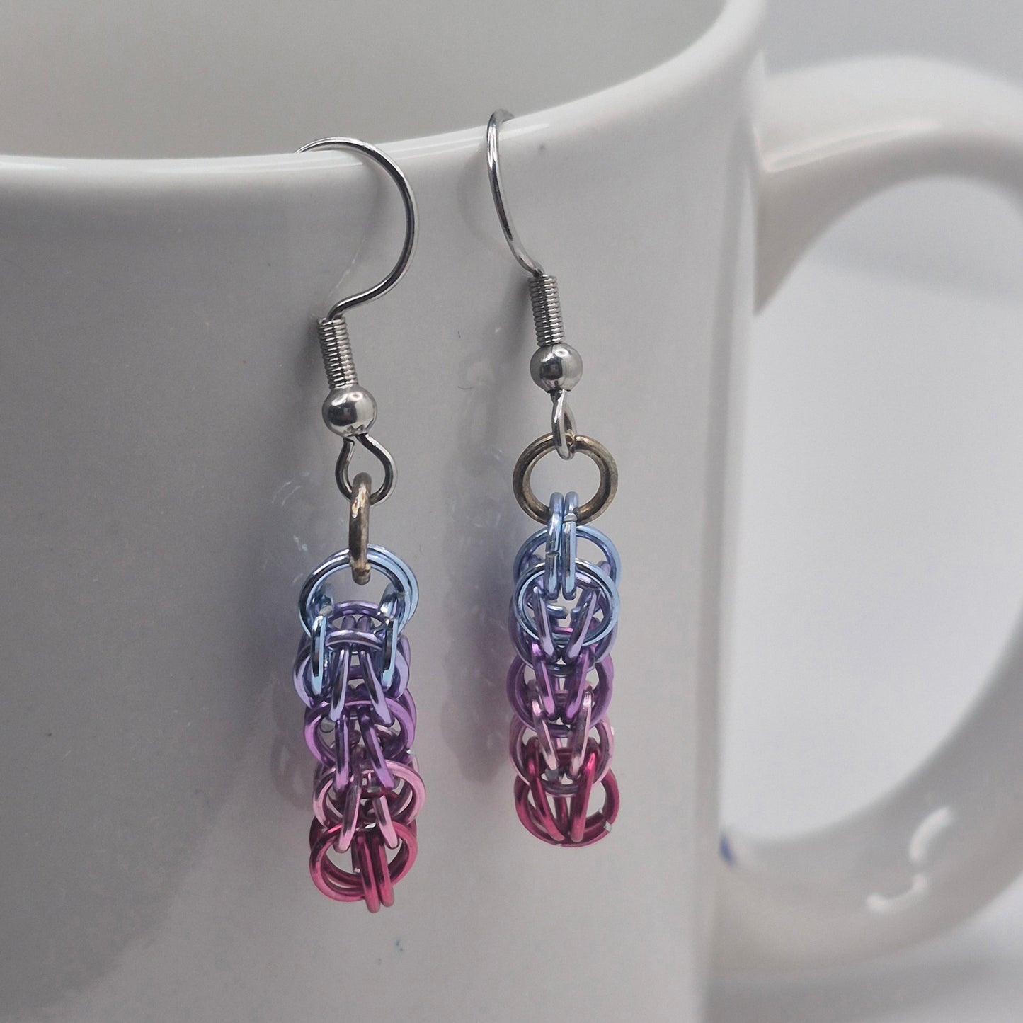 Persian weave earrings,gradient chainmail