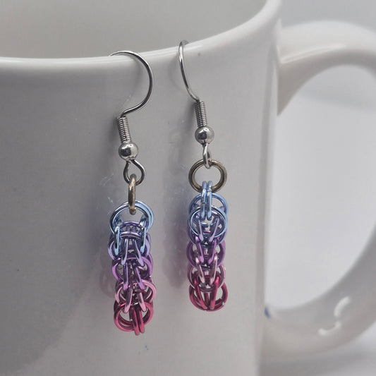 Persian weave earrings,gradient chainmail