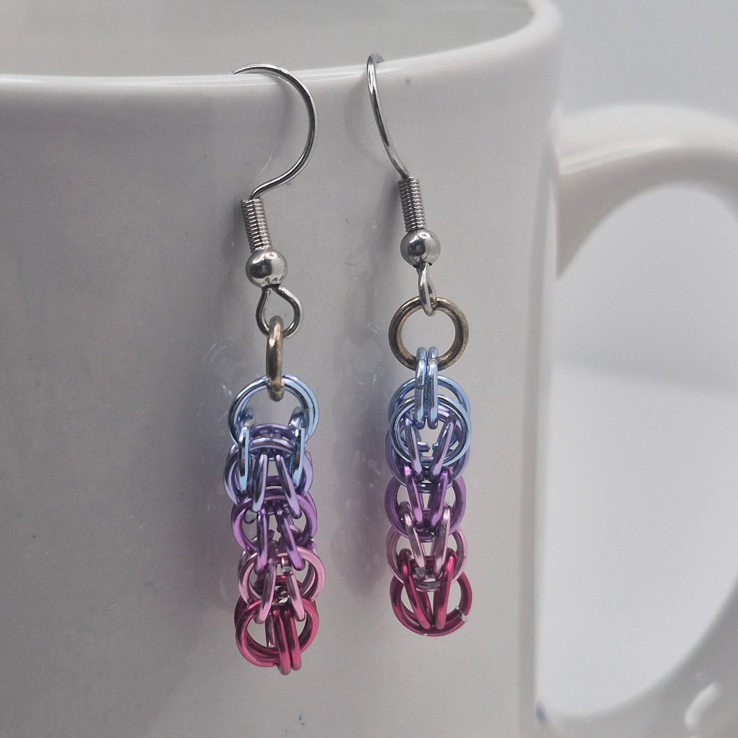 Persian weave earrings,gradient chainmail