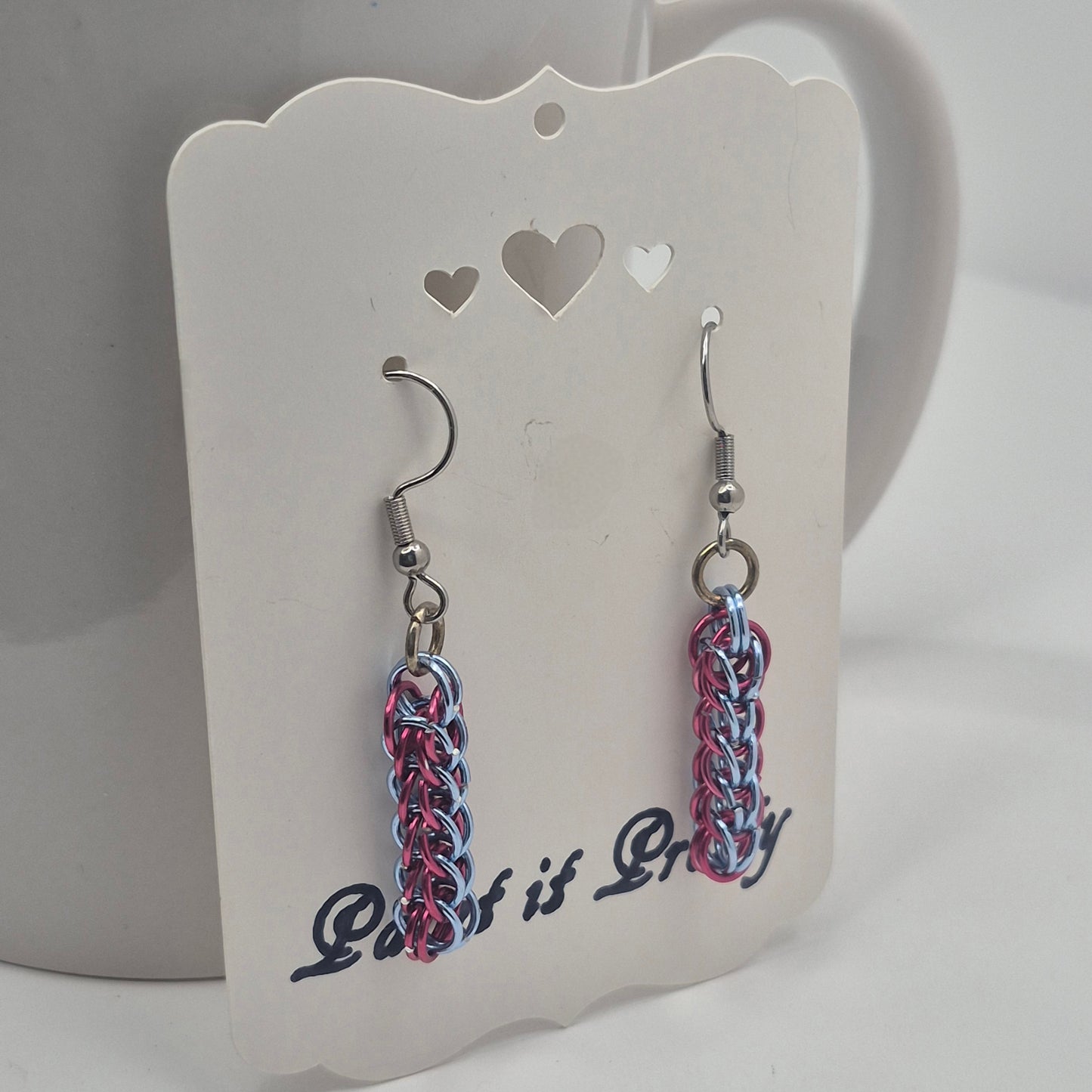 Persian weave earrings,gradient chainmail