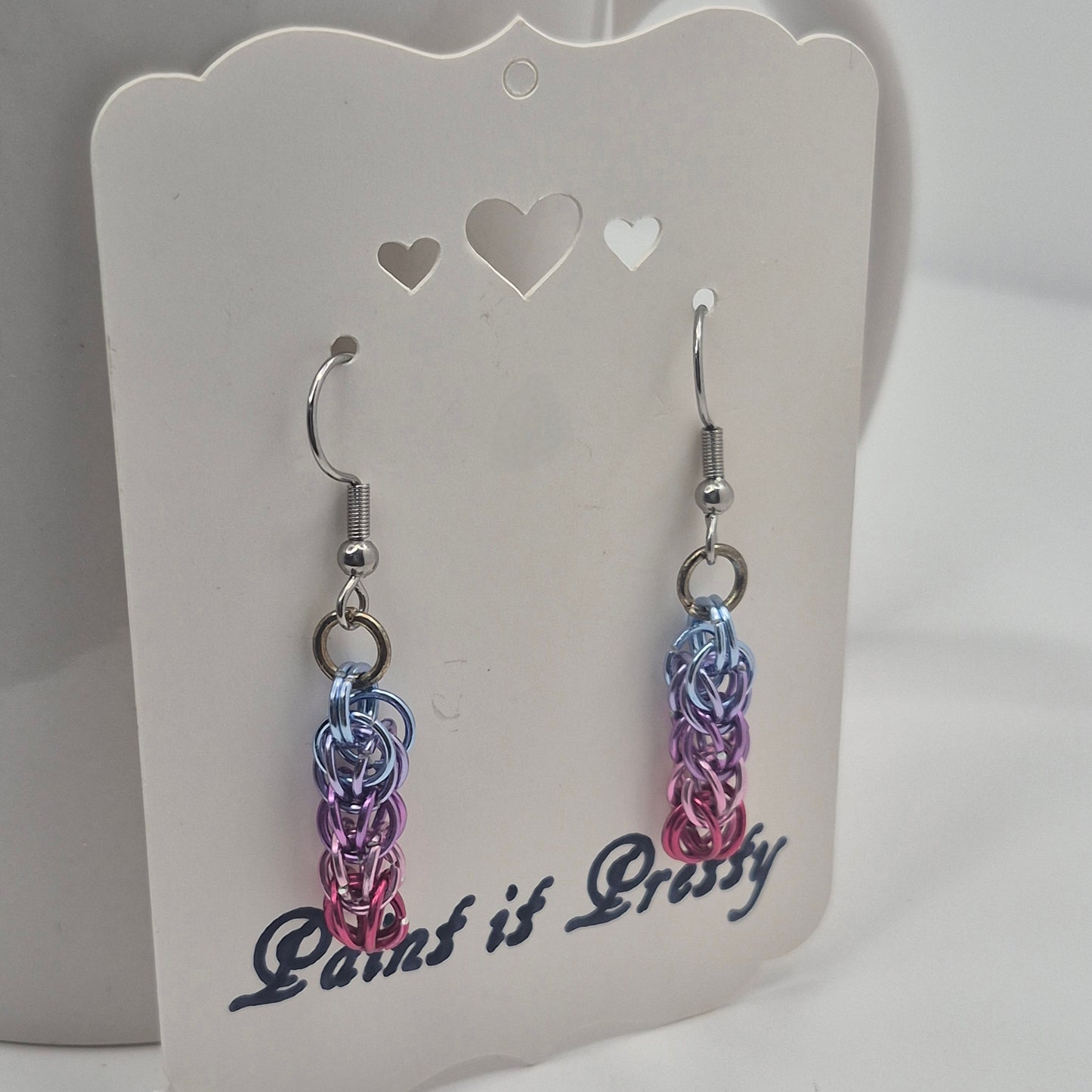 Persian weave earrings,gradient chainmail