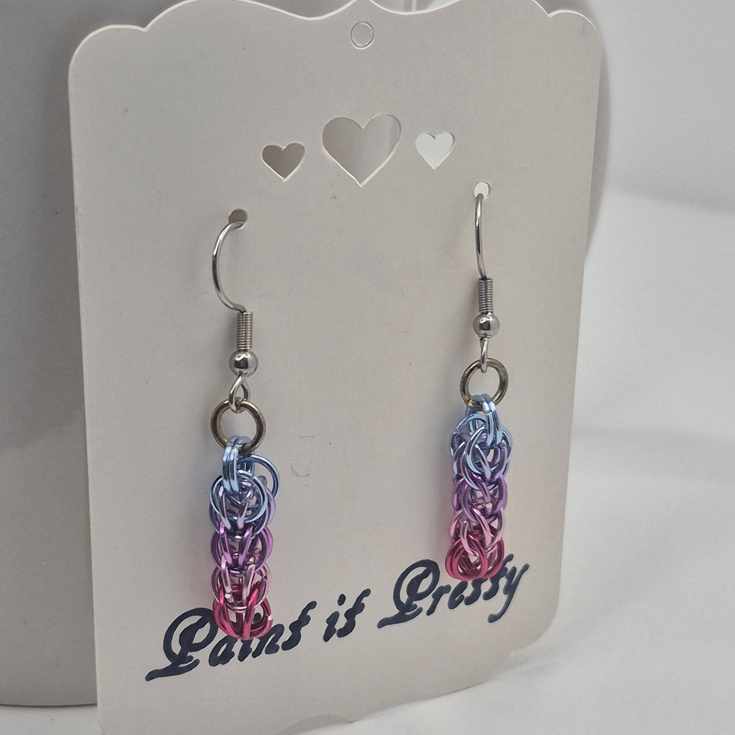 Persian weave earrings,gradient chainmail