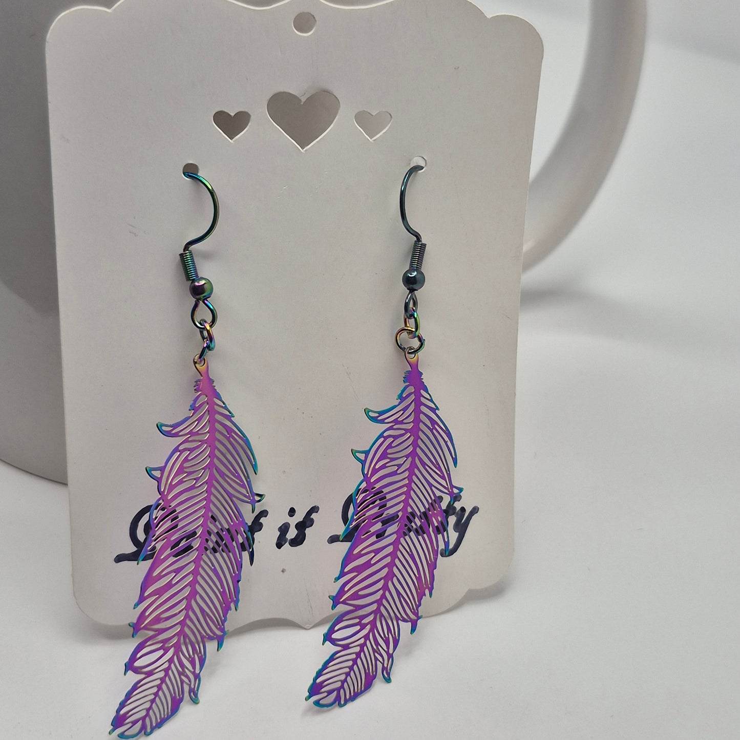 Multichrome feather Earrings