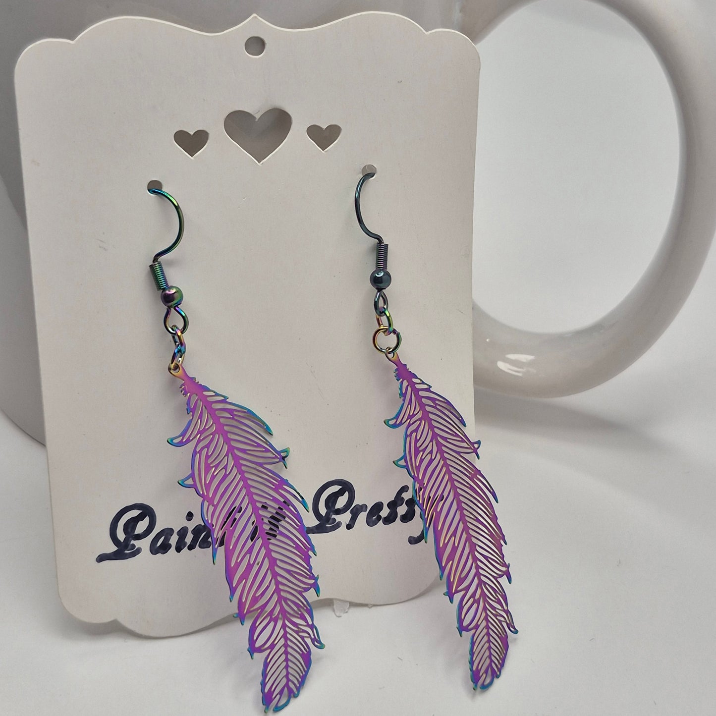 Multichrome feather Earrings