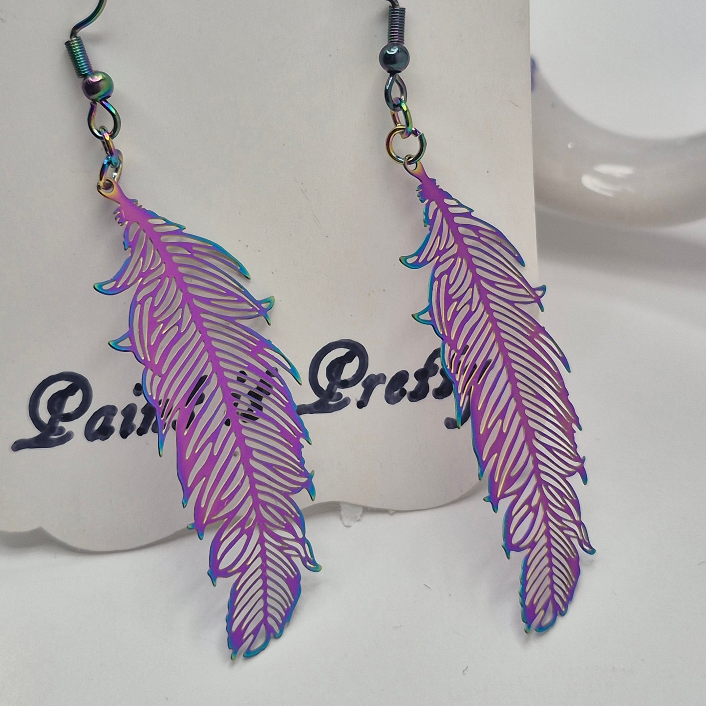 Multichrome feather Earrings