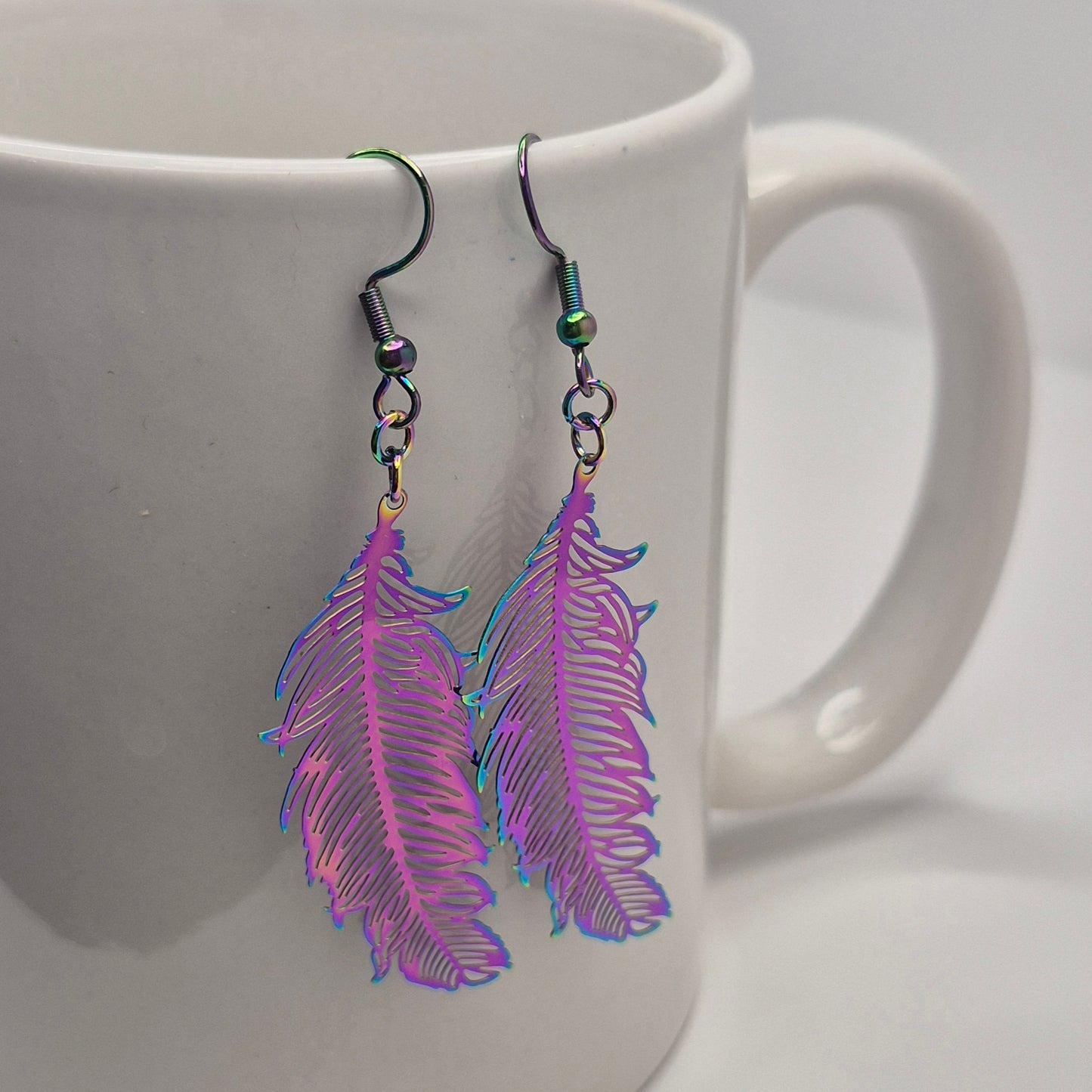 Multichrome feather Earrings