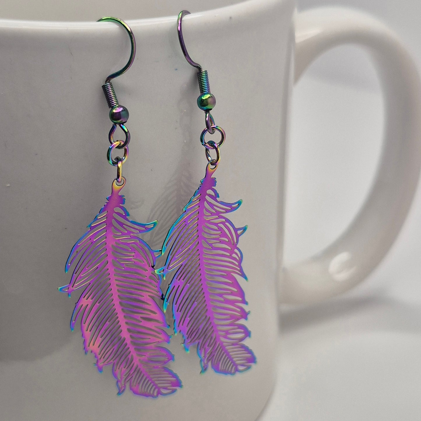 Multichrome feather Earrings