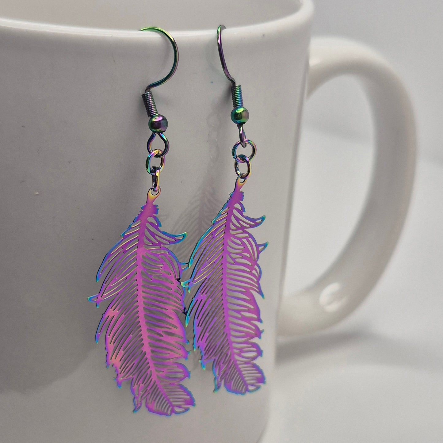 Multichrome feather Earrings