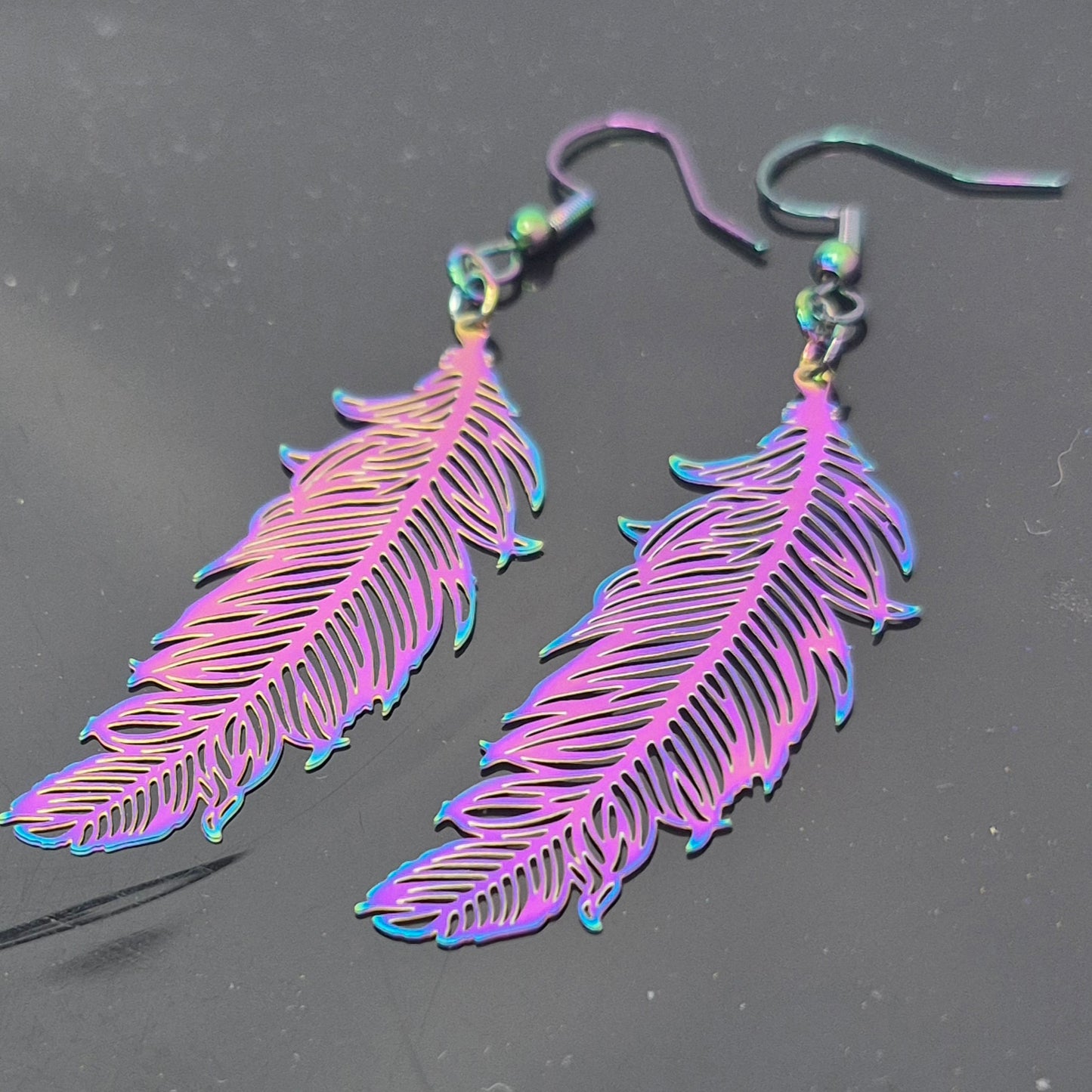 Multichrome feather Earrings