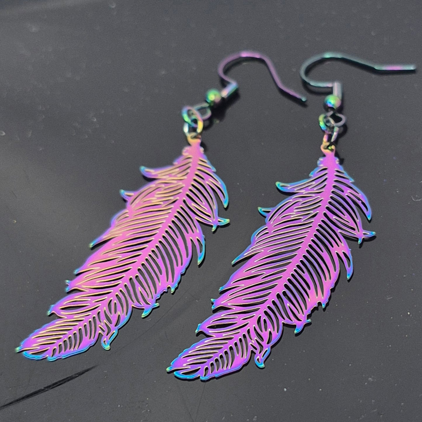 Multichrome feather Earrings