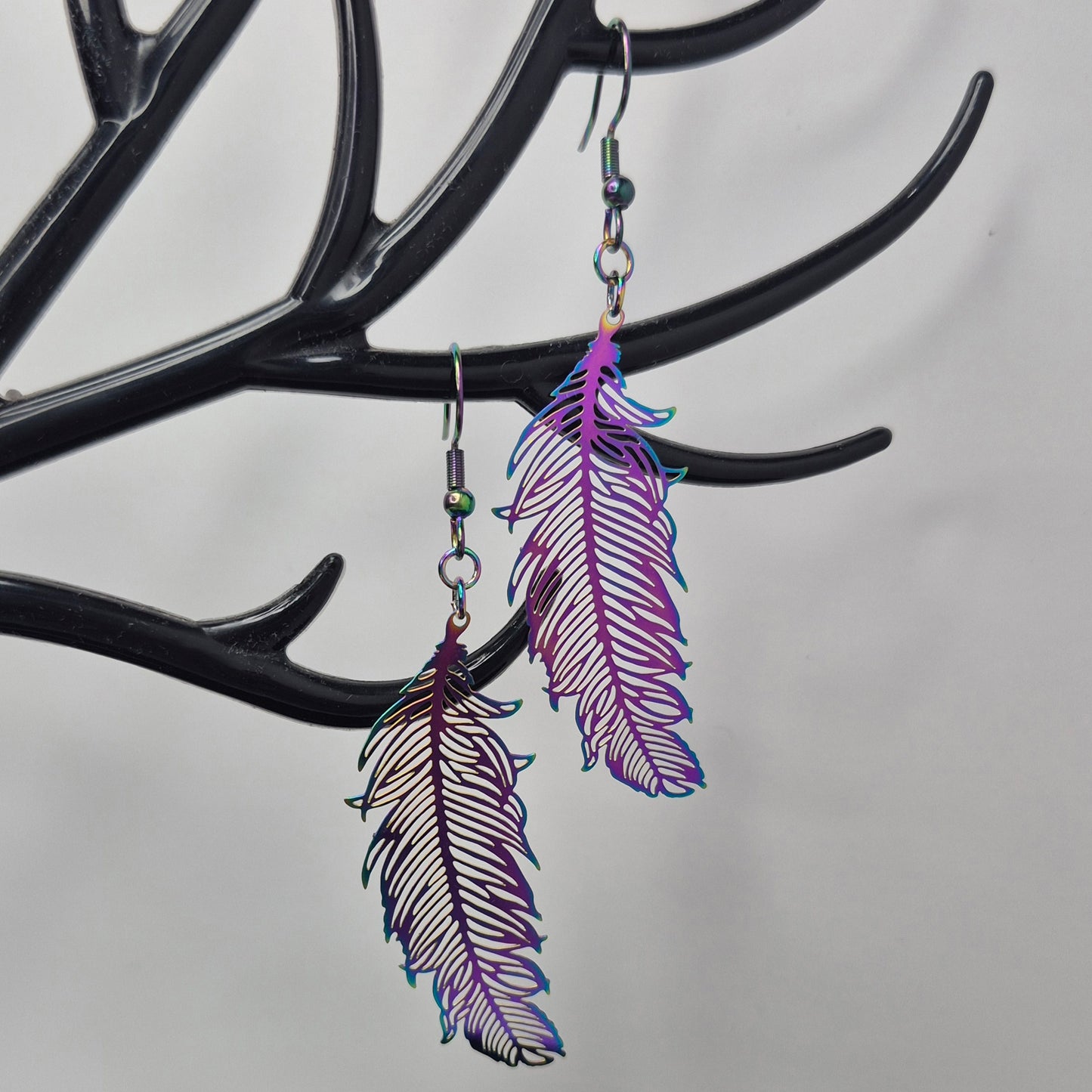 Multichrome feather Earrings