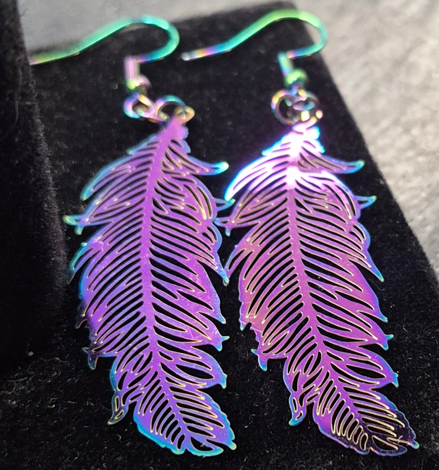 Multichrome feather Earrings