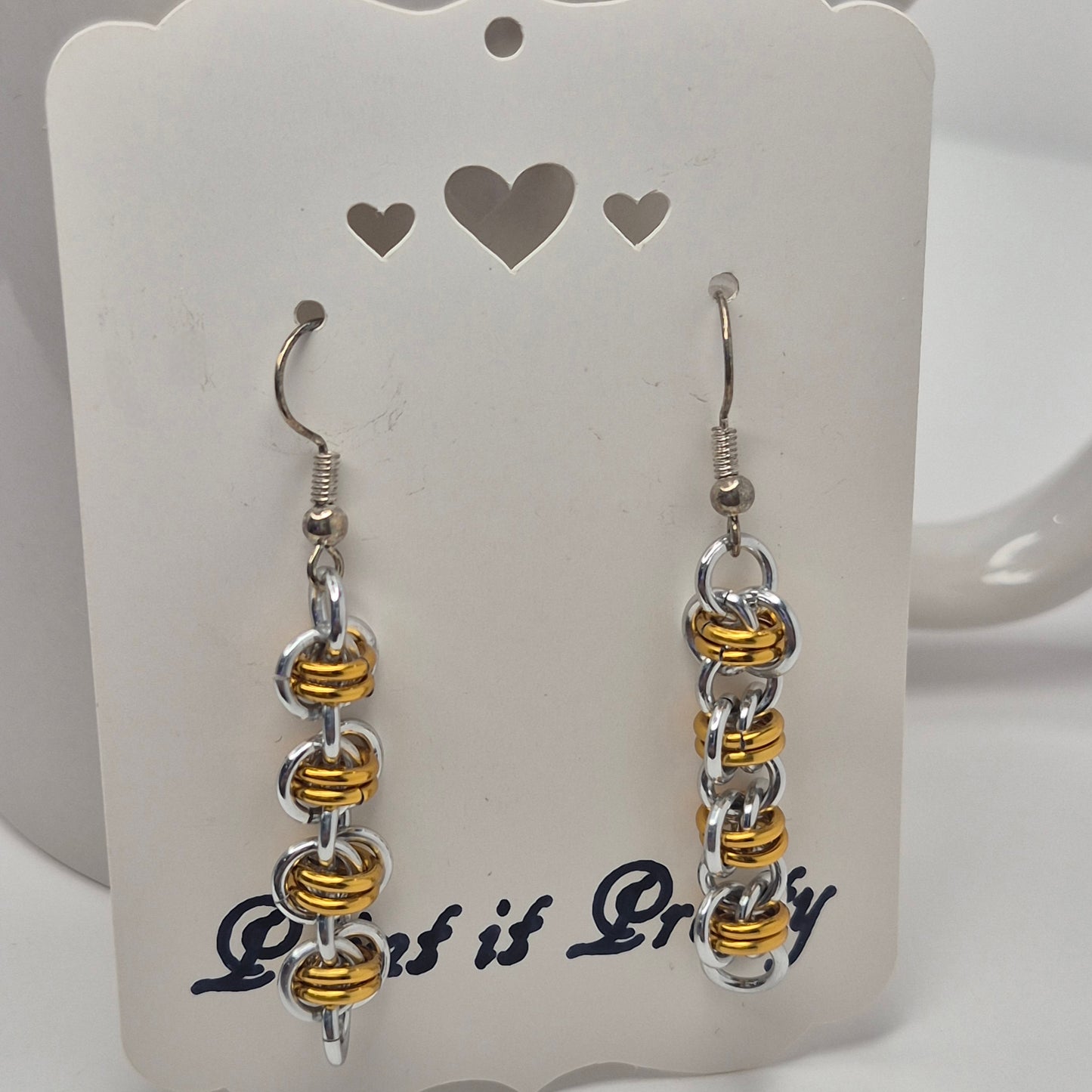 Barrel weave chainmail earrings