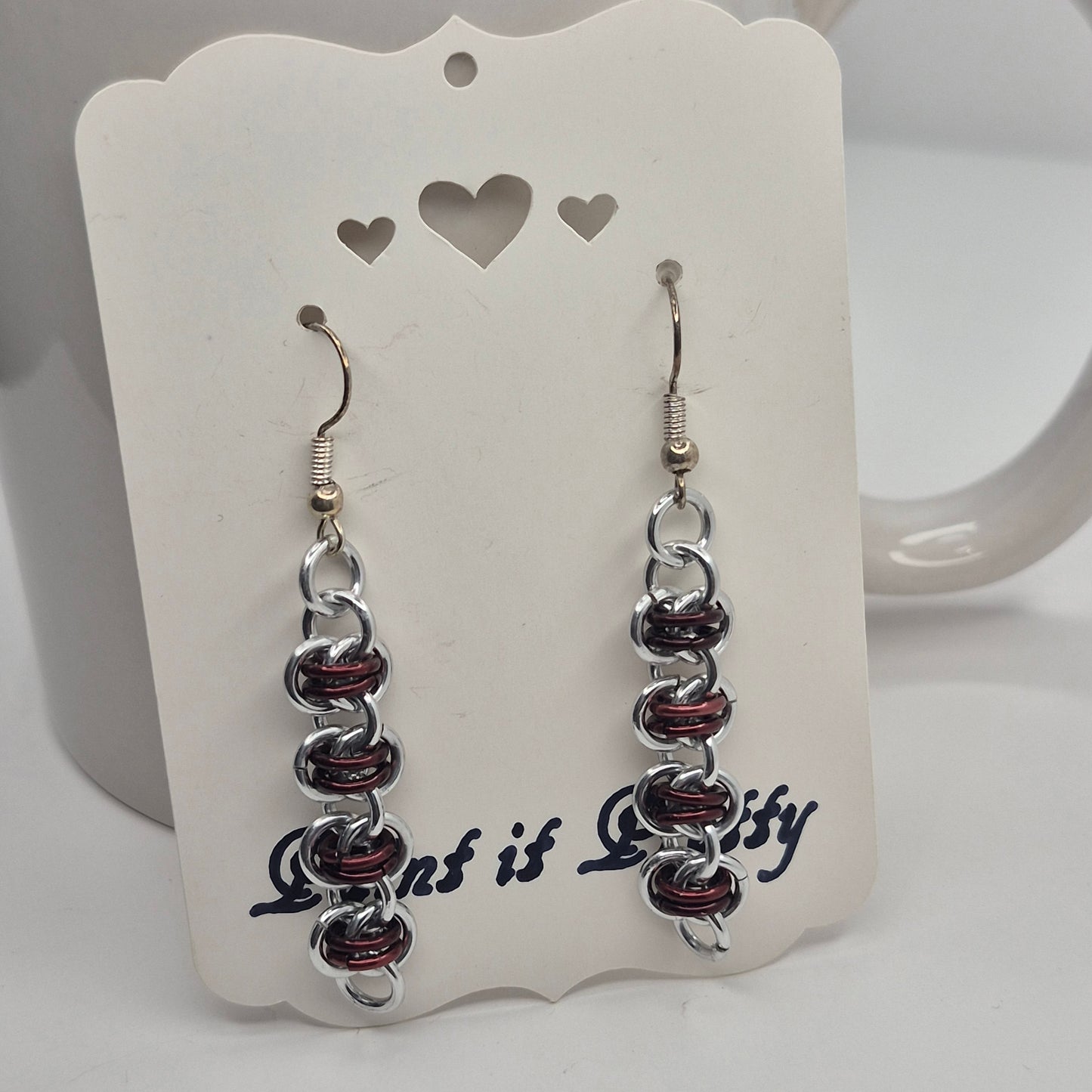 Barrel weave chainmail earrings