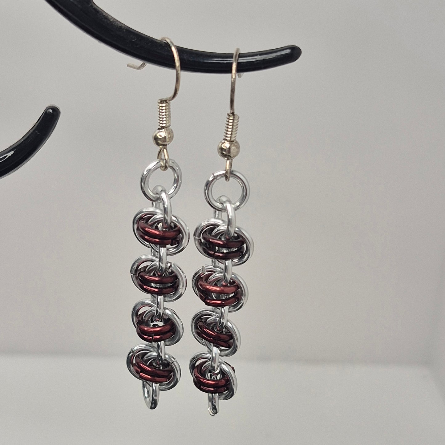 Barrel weave chainmail earrings