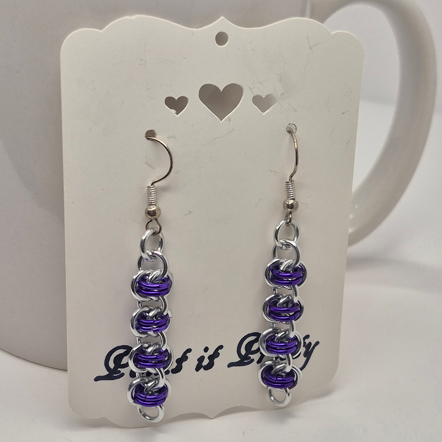 Barrel weave chainmail earrings