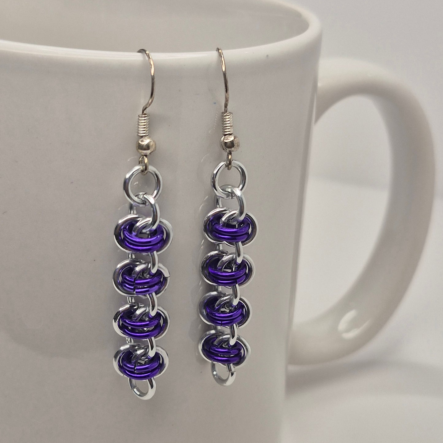 Barrel weave chainmail earrings