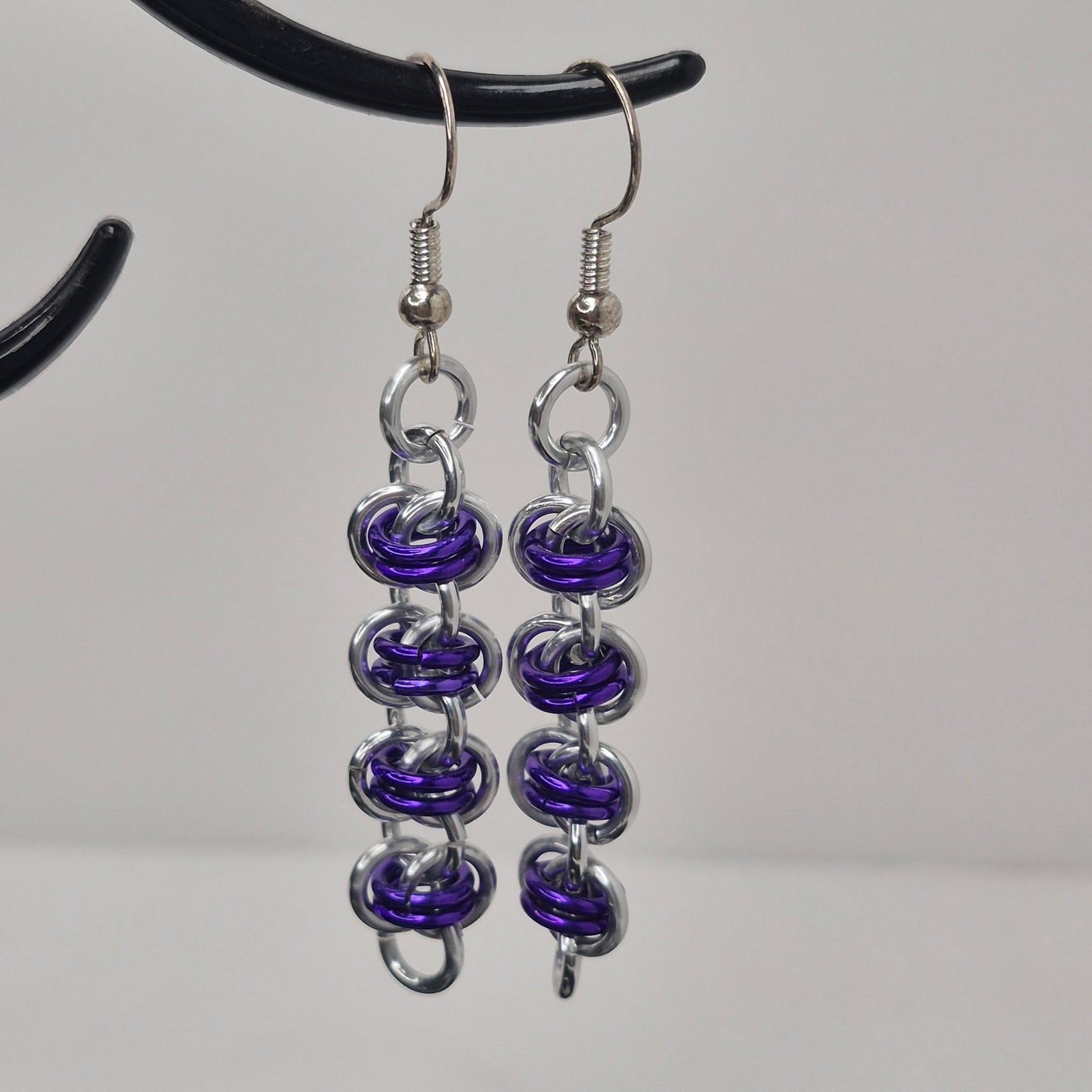 Bracelet and earring set, Barrel weave chainmail