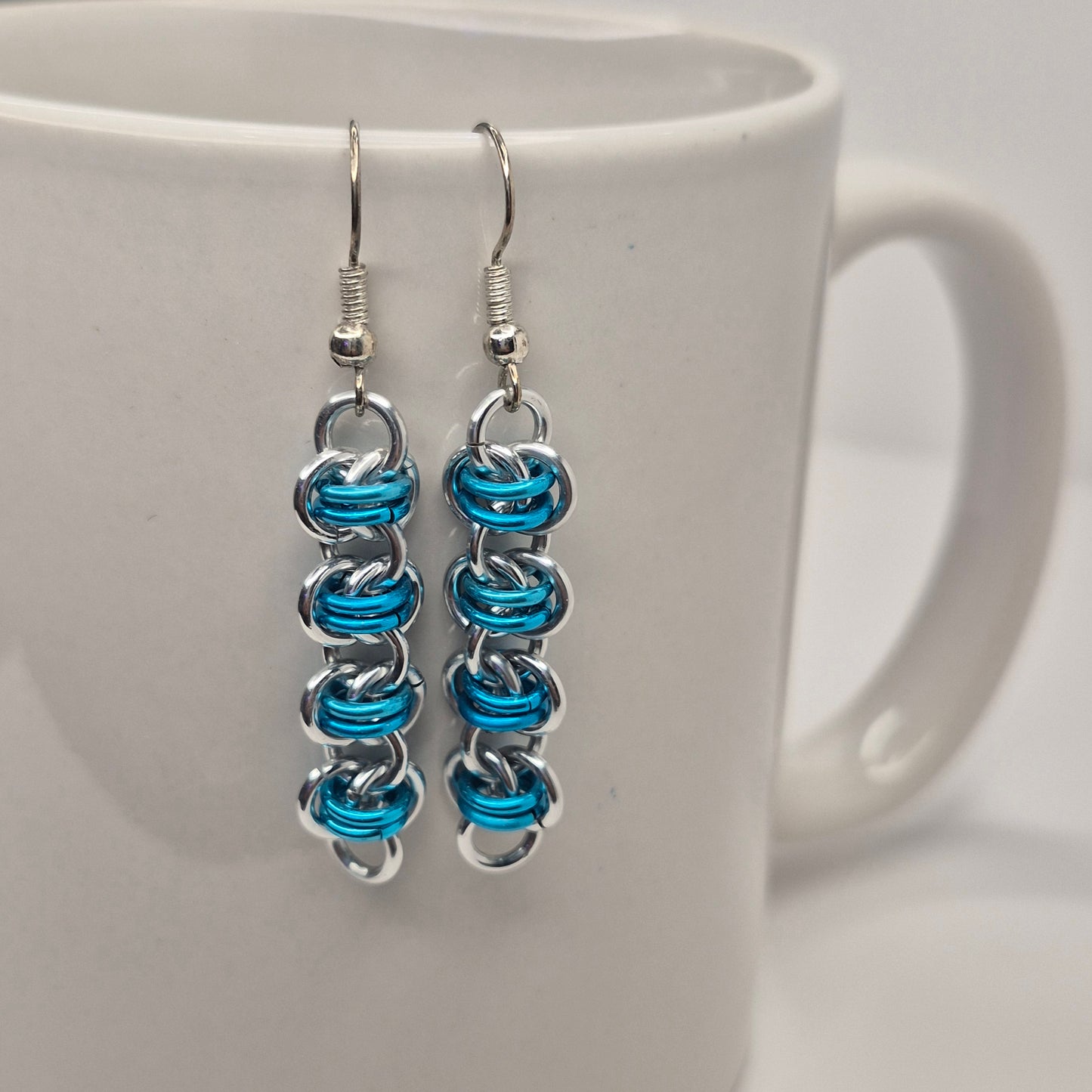Barrel weave chainmail earrings