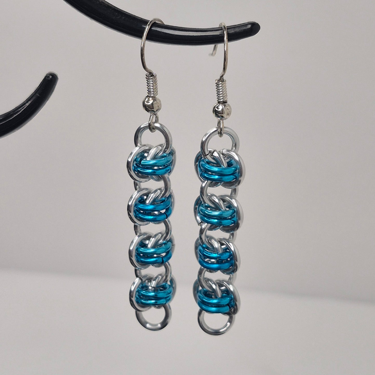 Bracelet and earring set, Barrel weave chainmail