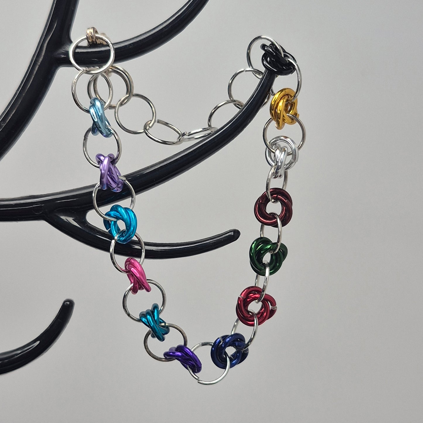 Rainbow rosette weave,chainmail bracelet