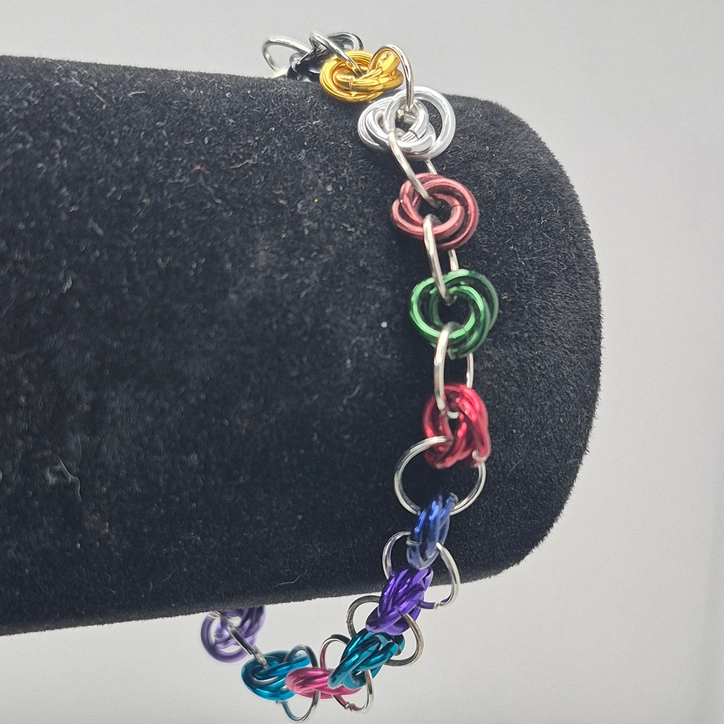 Rainbow rosette weave,chainmail bracelet