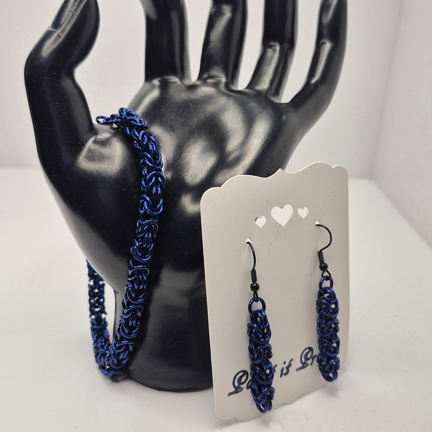 Bracelet and earring set, Byzentine chainmail