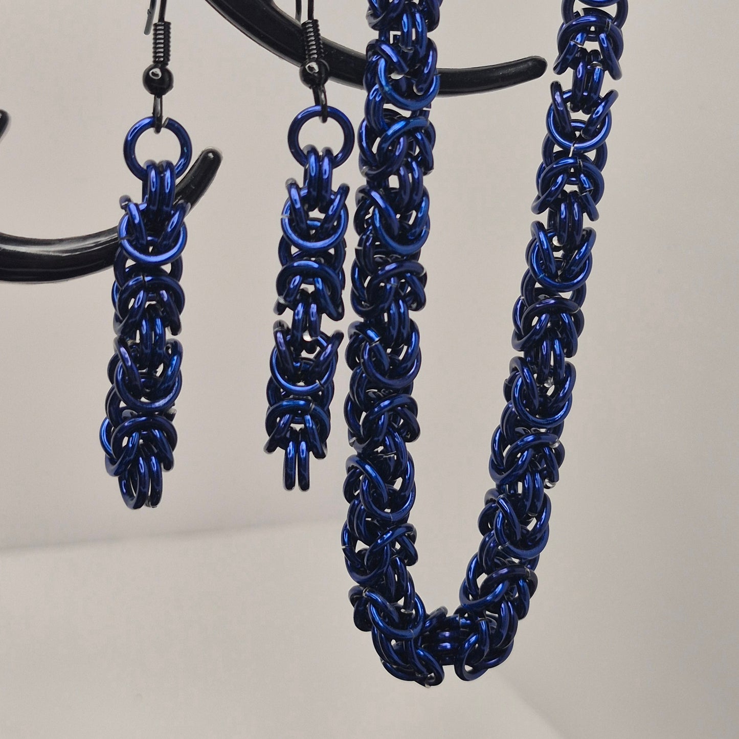 Bracelet and earring set, Byzentine chainmail