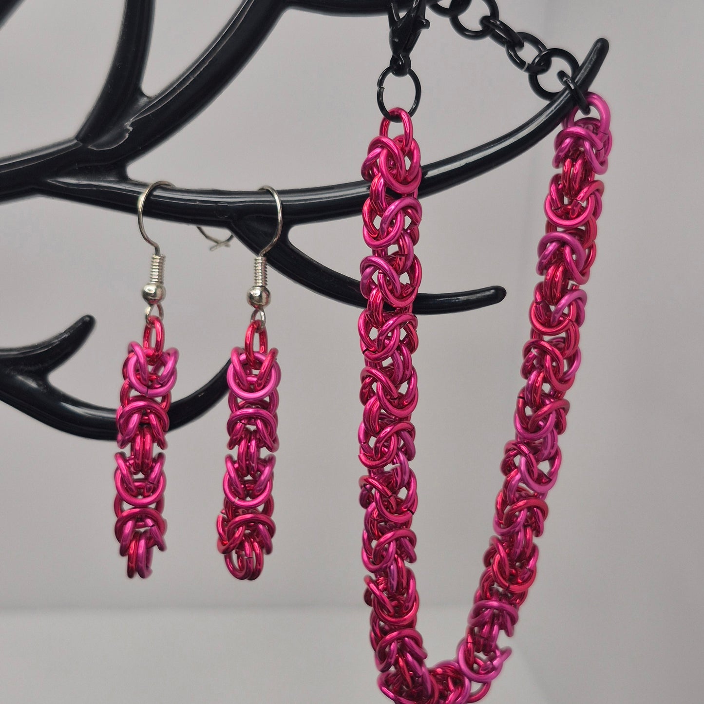 Bracelet and earring set, Byzentine chainmail