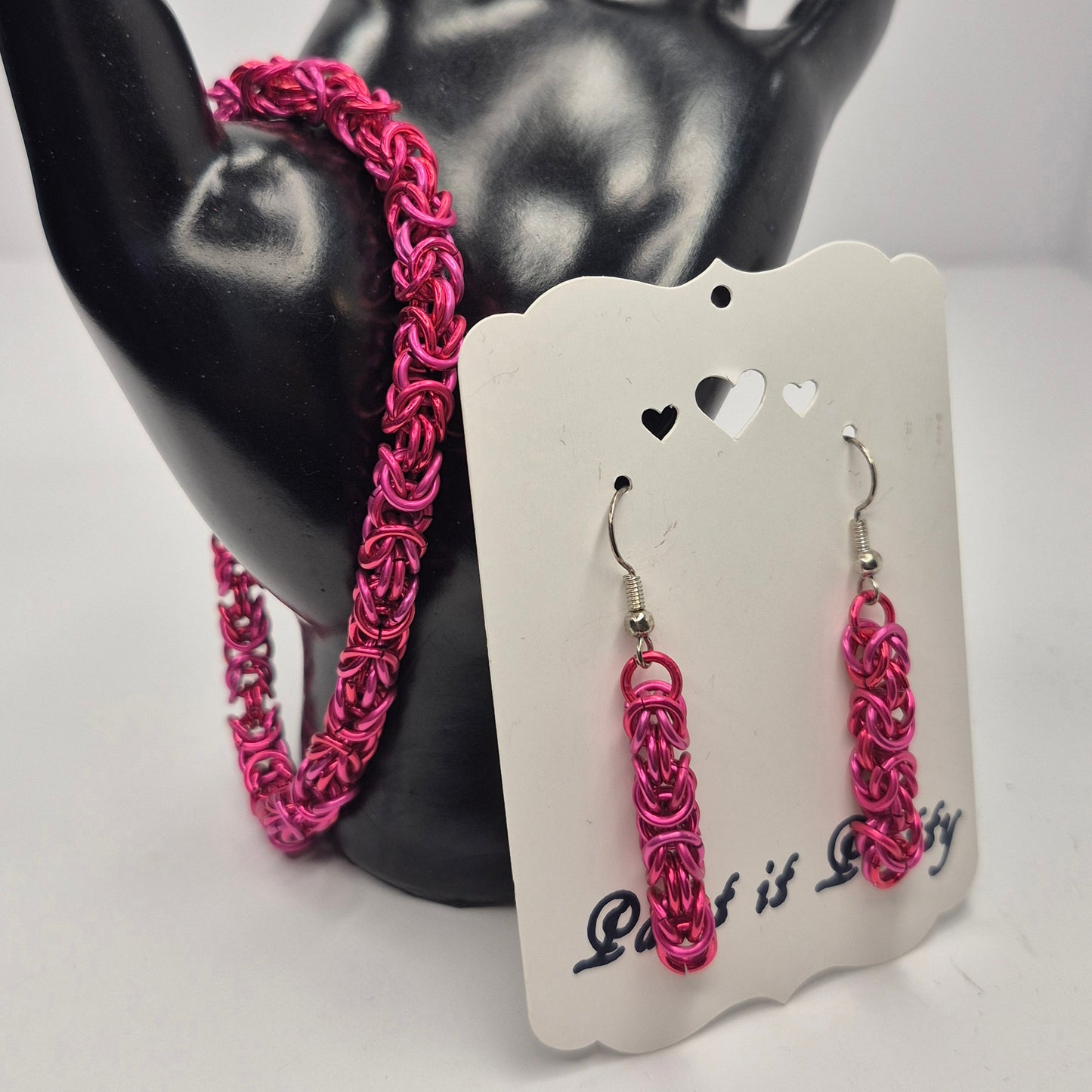 Bracelet and earring set, Byzentine chainmail