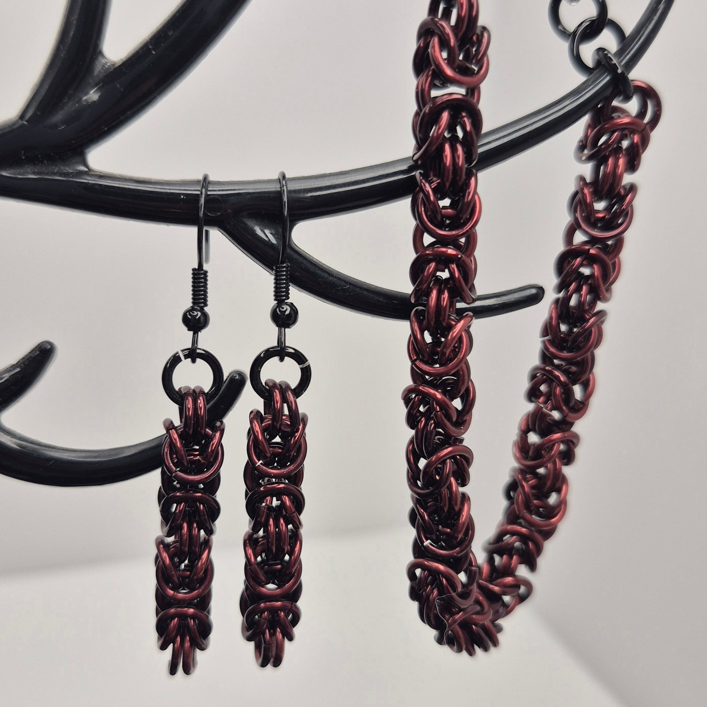 Bracelet and earring set, Byzentine chainmail