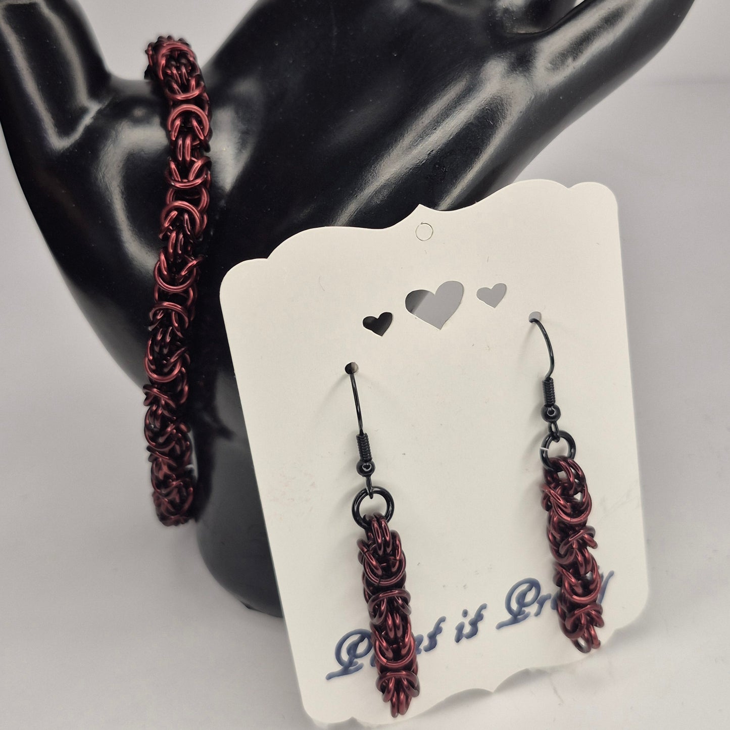 Bracelet and earring set, Byzentine chainmail