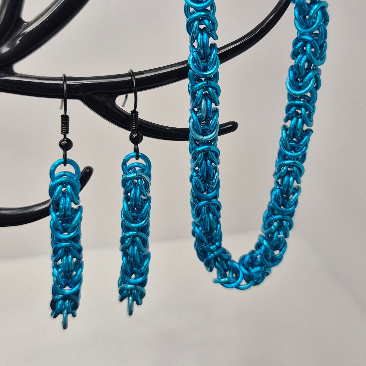 Bracelet and earring set, Byzentine chainmail