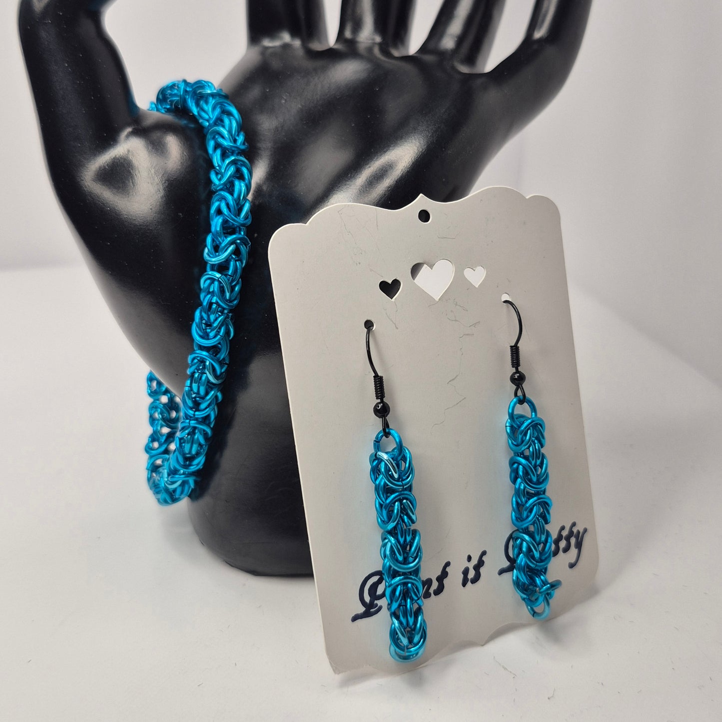 Bracelet and earring set, Byzentine chainmail