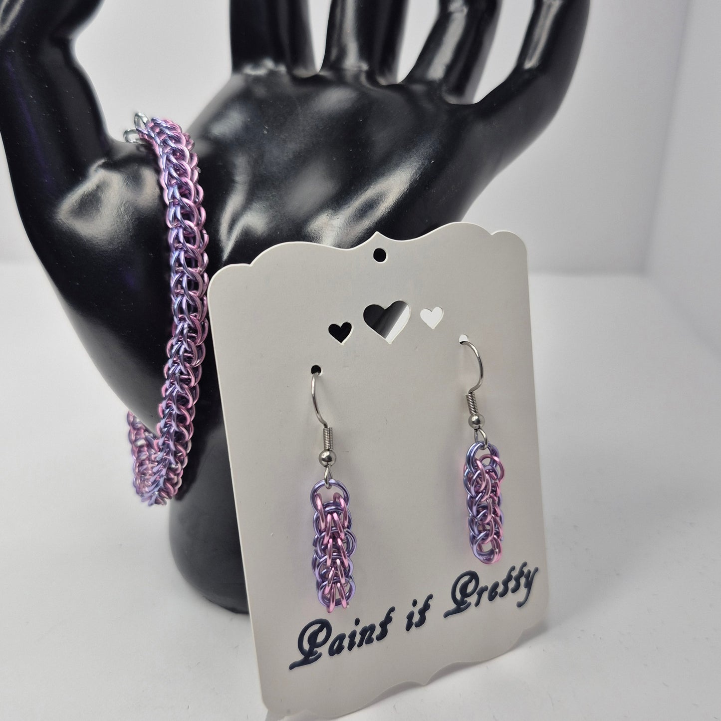 Bracelet and earring set, Persian chainmail