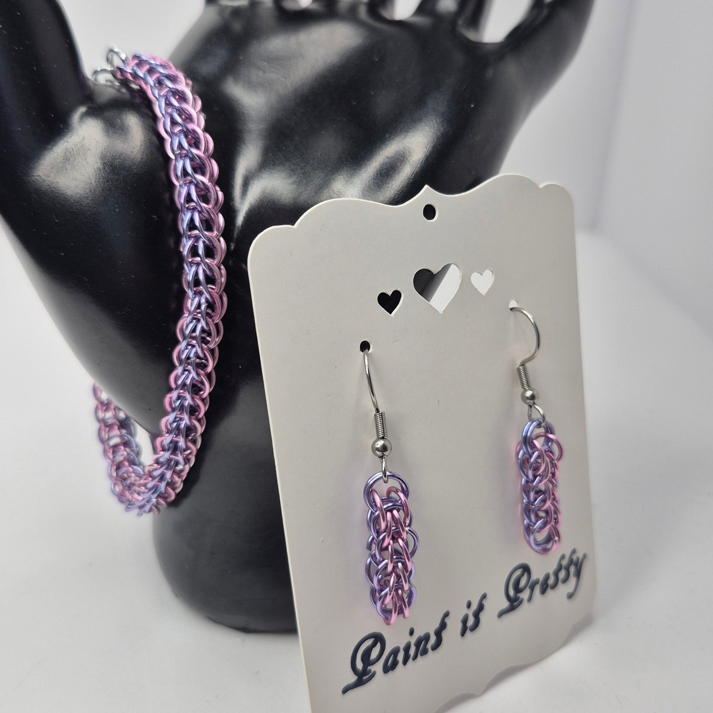 Bracelet and earring set, Persian chainmail