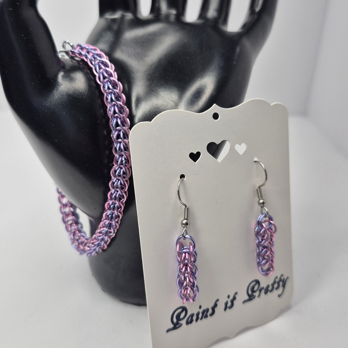 Bracelet and earring set, Persian chainmail