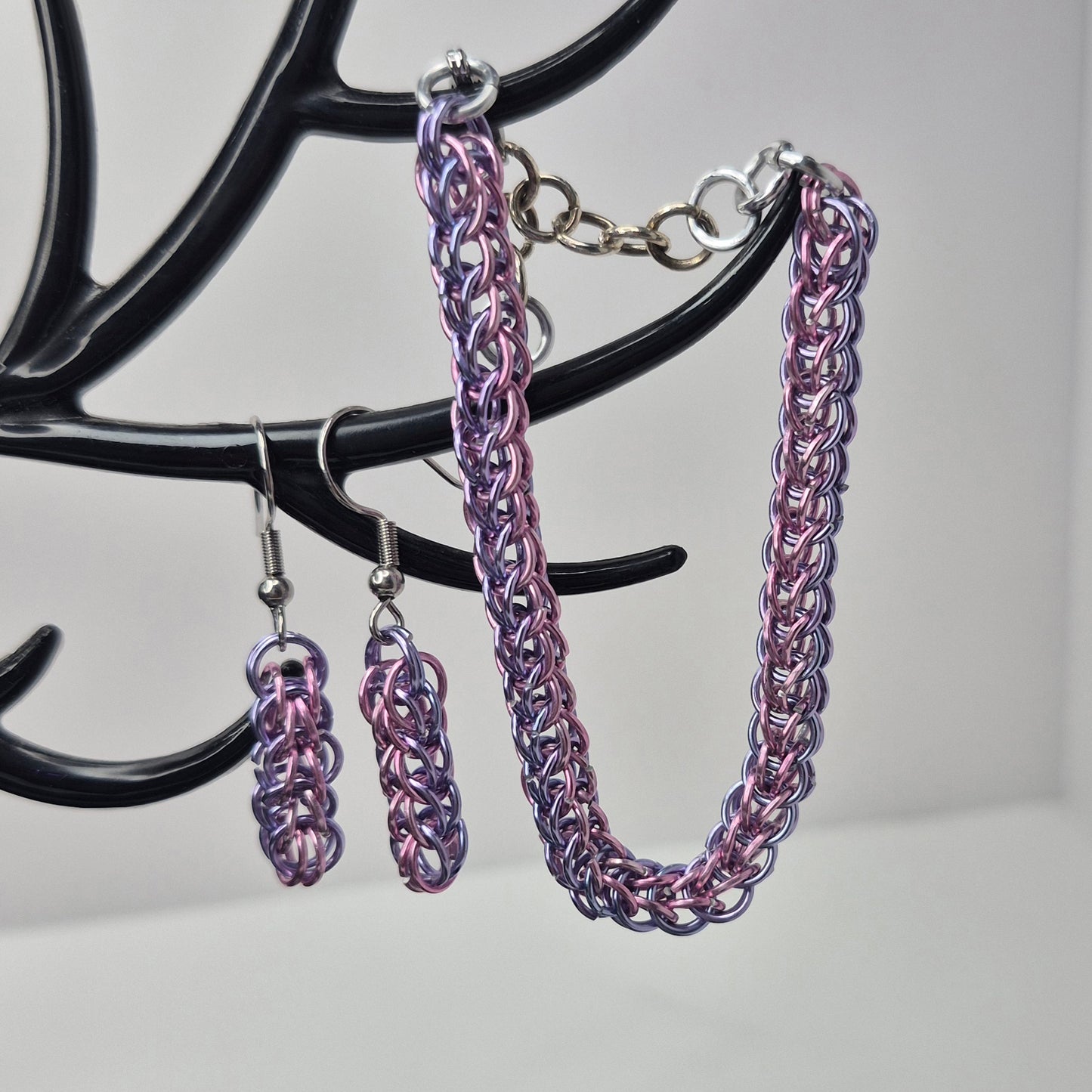 Bracelet and earring set, Persian chainmail