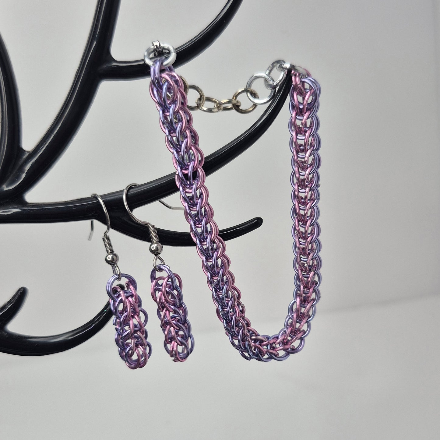 Bracelet and earring set, Persian chainmail