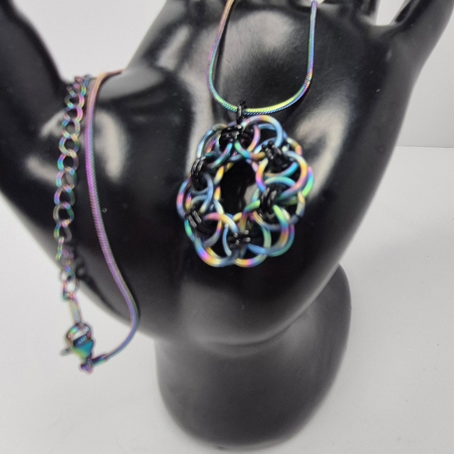 Rainbow chainmail necklace