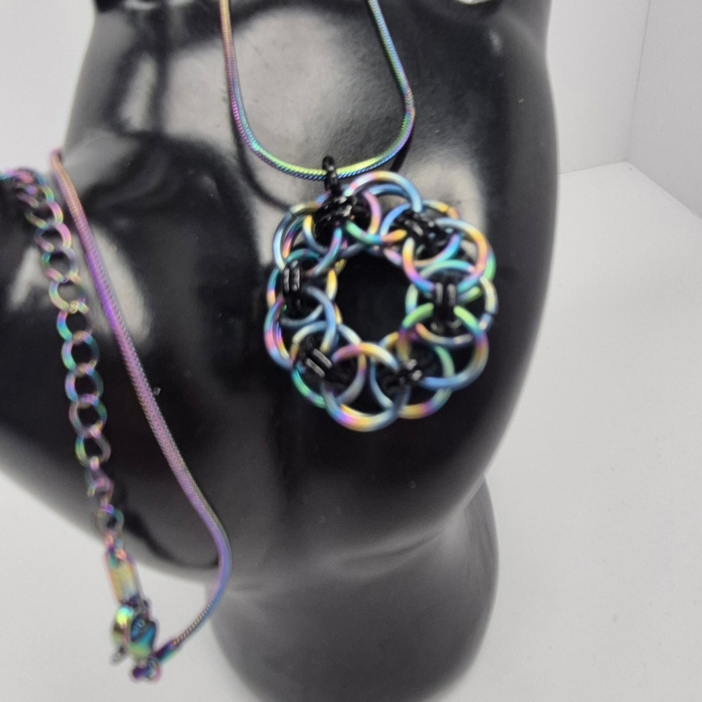 Rainbow chainmail necklace