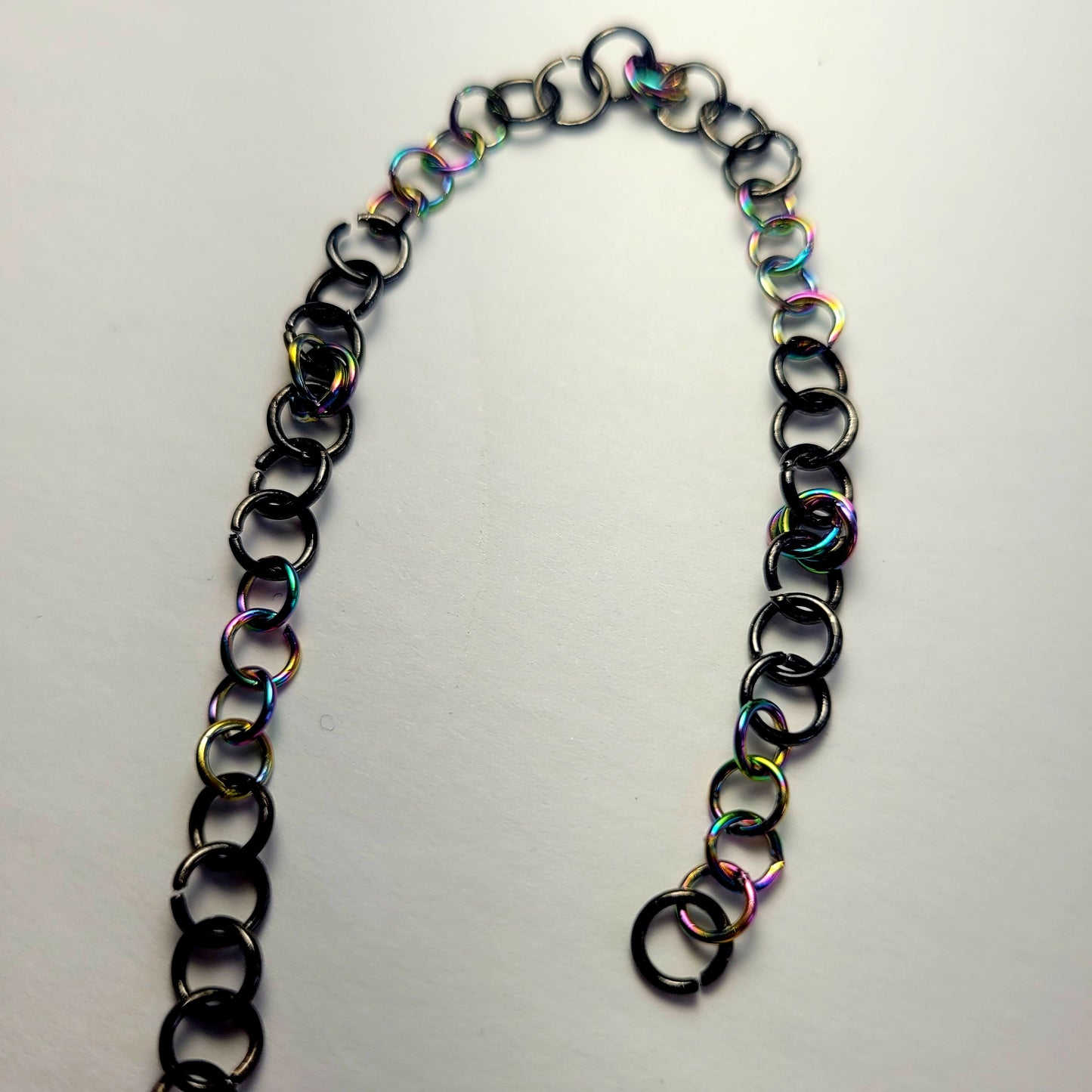 Bracelet, multichrome, oil slick chainmail
